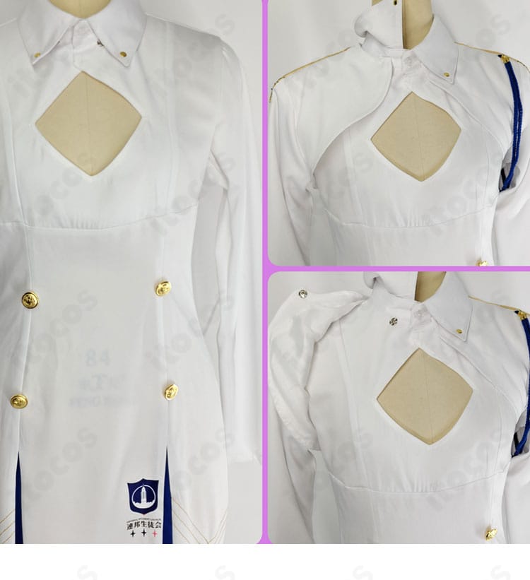 岩櫃アユム 通常制服コスプレの襟もとディテール。衣襟の形状と装飾、ネクタイの見え方など細部の再現性を示す画像。
