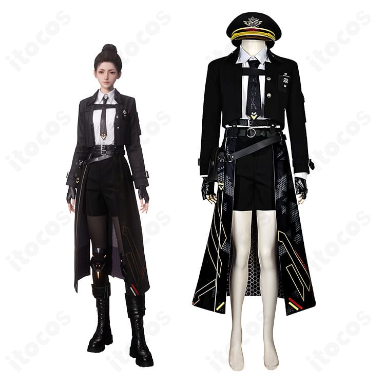 恋と深空 主人公（プレイヤー）夜を切り裂く影のコスプレ衣装一式。公式ビジュアル準拠のコートと小物でクールな世界観を再現したイメージ画像。