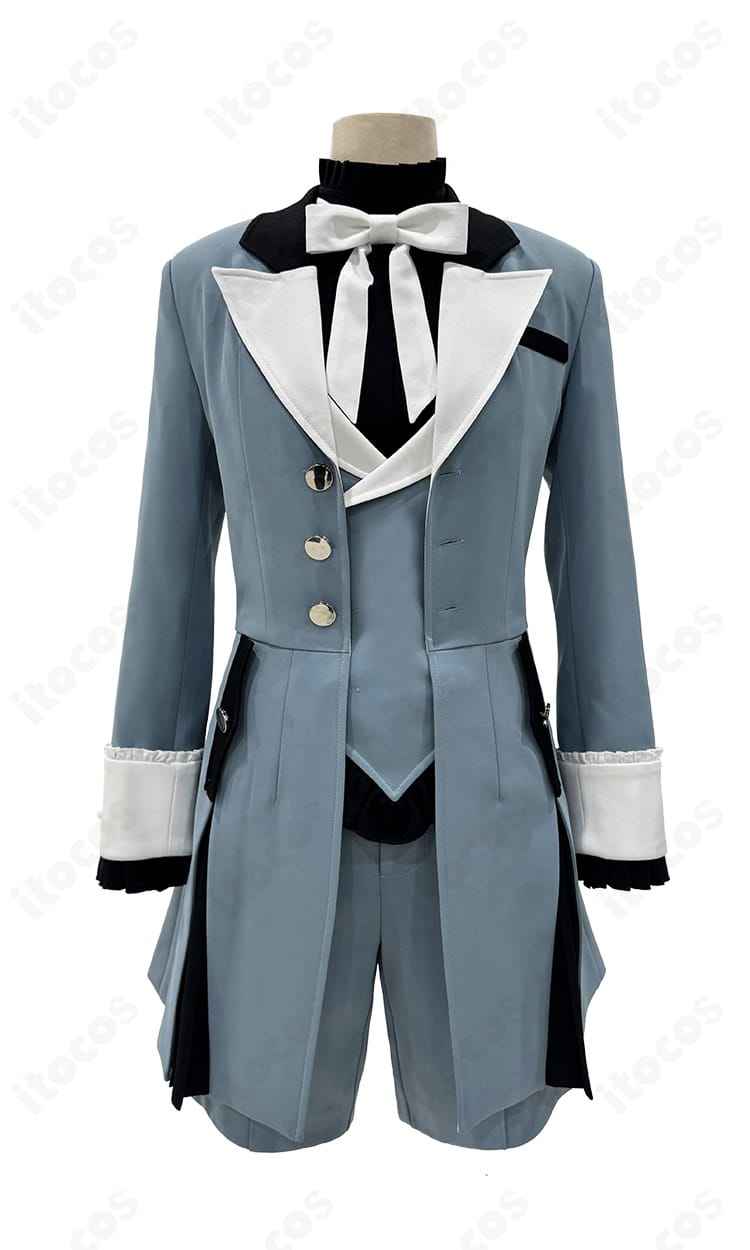 黒執事 シエル・ファントムハイヴ 双子ver.コスプレ衣装の正面全身。コートとベスト、蝶結びまで高再現の貴族スタイルを確認できる画像