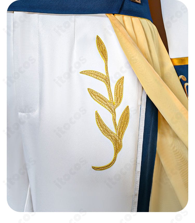 ズボン装飾ディテールのアップ（サイドラインと装飾）