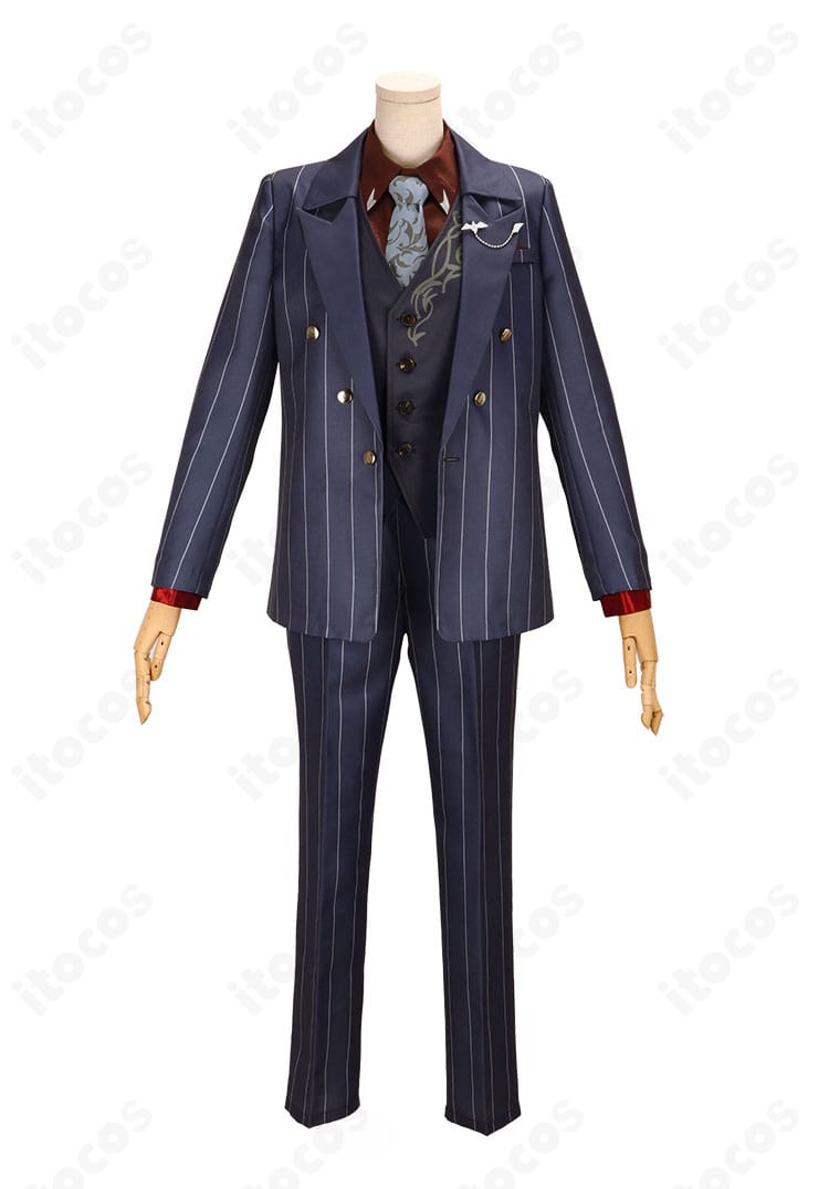 にじさんじ 葛葉 ONE SHOT コスプレ衣装の装飾ディテール。ネクタイ・ベスト・生地の質感や縫製のアップ。