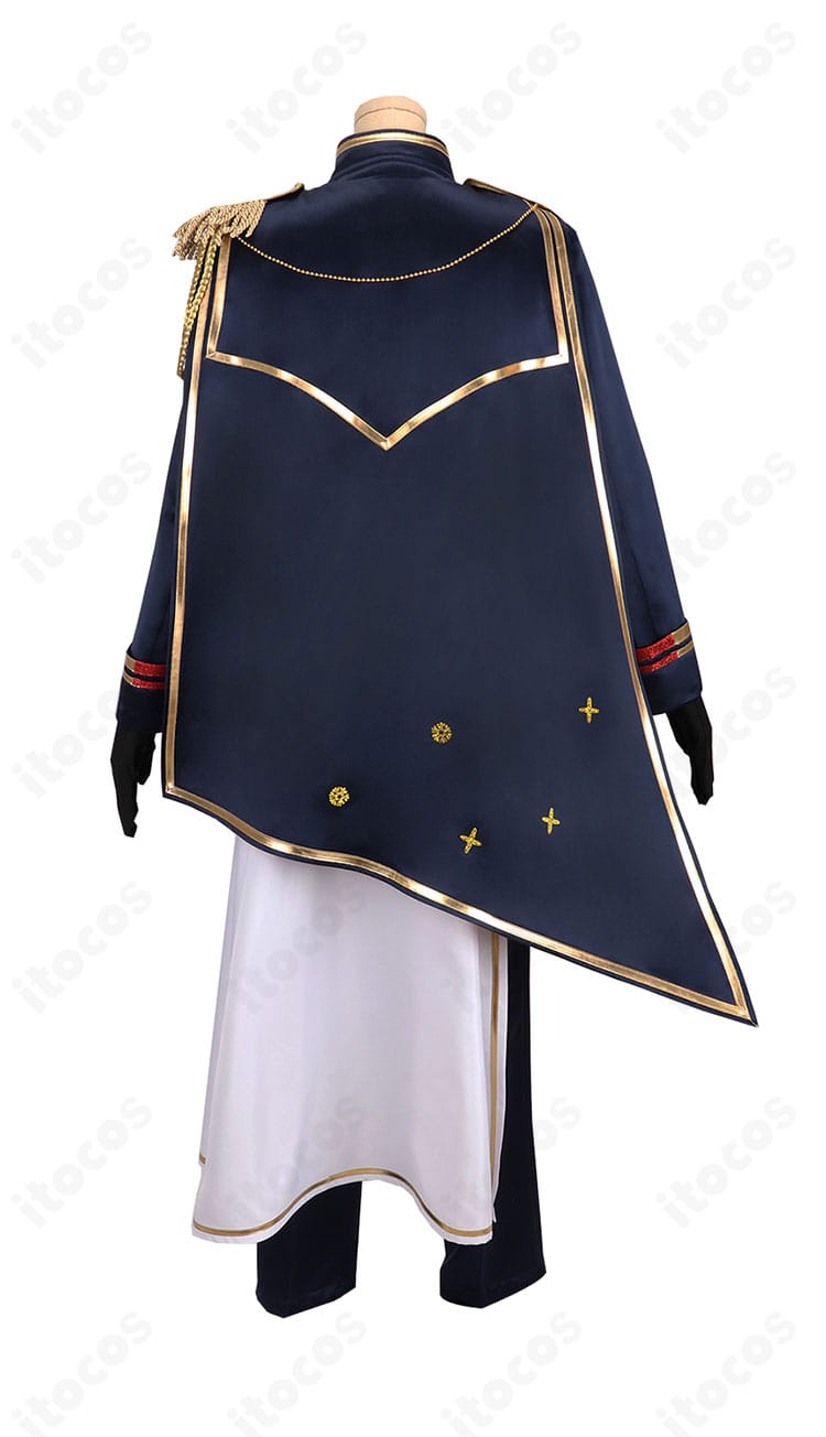 にじさんじ 葛葉 5th Anniversary 共通ステージ コスプレ衣装の背面全身。マントのドレープと装飾ディテールを確認できる写真。