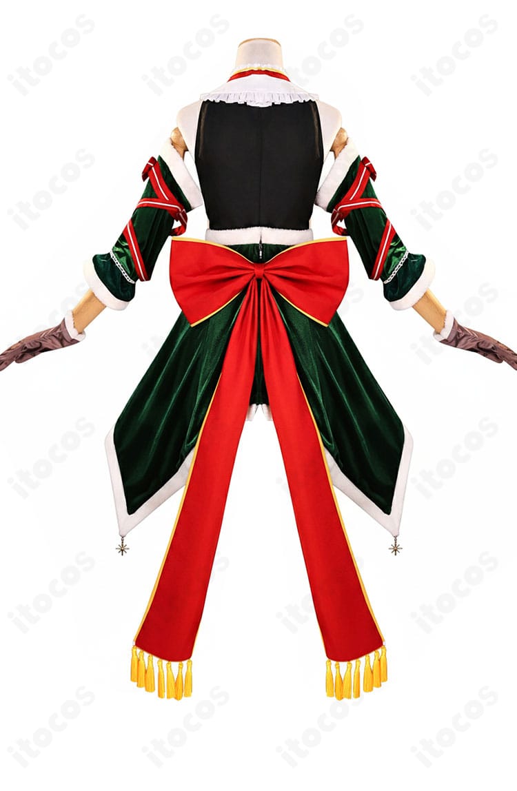 Re:ゼロ ラム クリスマス記念コスプレ衣装の背面全身図。背中の大型リボンとケープ風装飾を強調