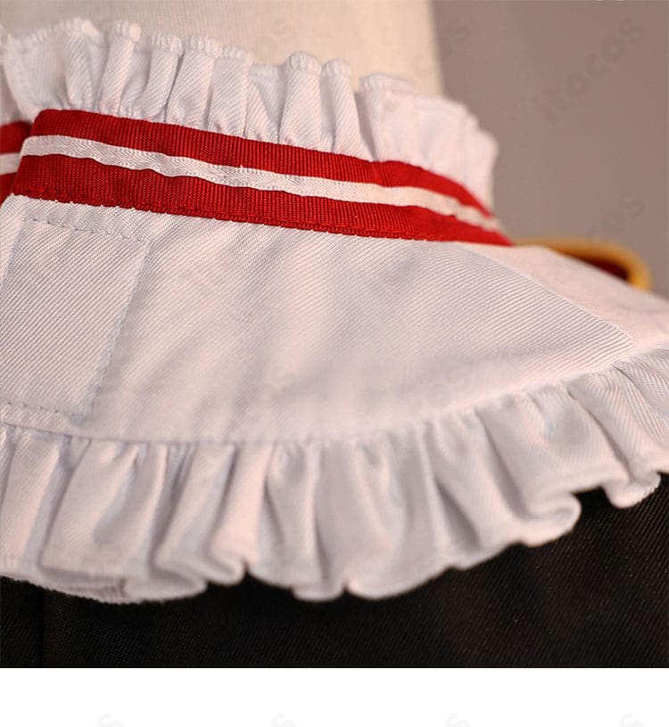 Re:ゼロ ラム クリスマス衣装の襟元ディテール。赤×白コントラストが冬らしい印象を演出