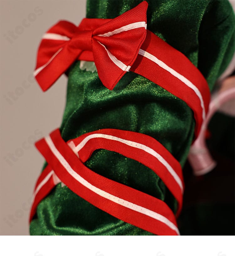 ラム クリスマス記念コスプレ衣装の袖ディテール。白ファー装飾と縁取りの質感がわかるアップ