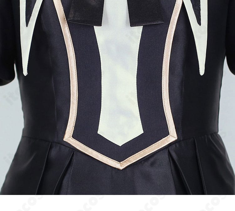 腰周りの装飾デザイン細部。立体的なリボンと切替ラインの丁寧な仕上げ