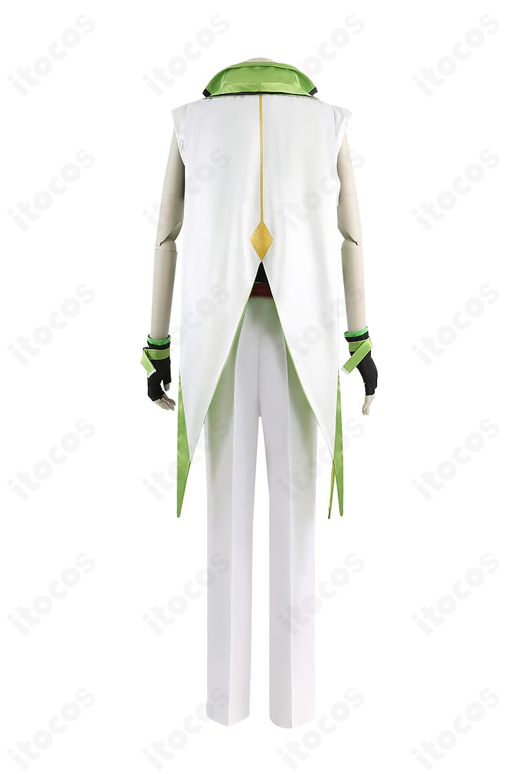 Switchユニット衣装の背面写真。ローブ風の後ろ姿と背面装飾、フレア感をチェック。