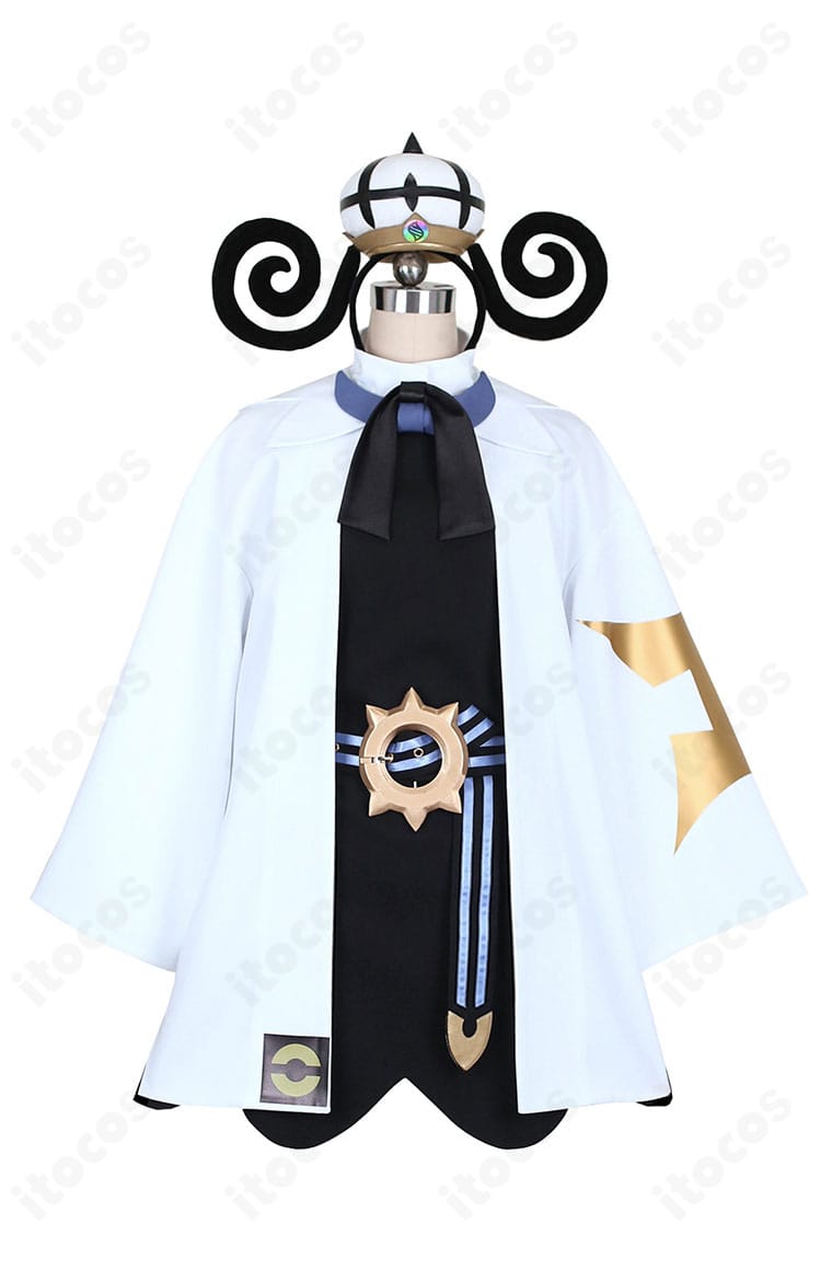 ムク衣装の正面全体。コートのシルエットとベルト位置、ワンピースのフレア感が分かる商品正面写真。