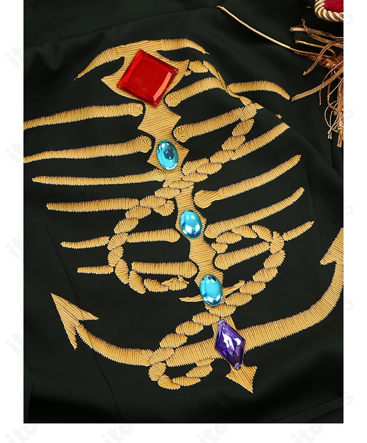 UNDEAD Velvet Ship衣装の生地模様と宝石風パーツの近接ディテール