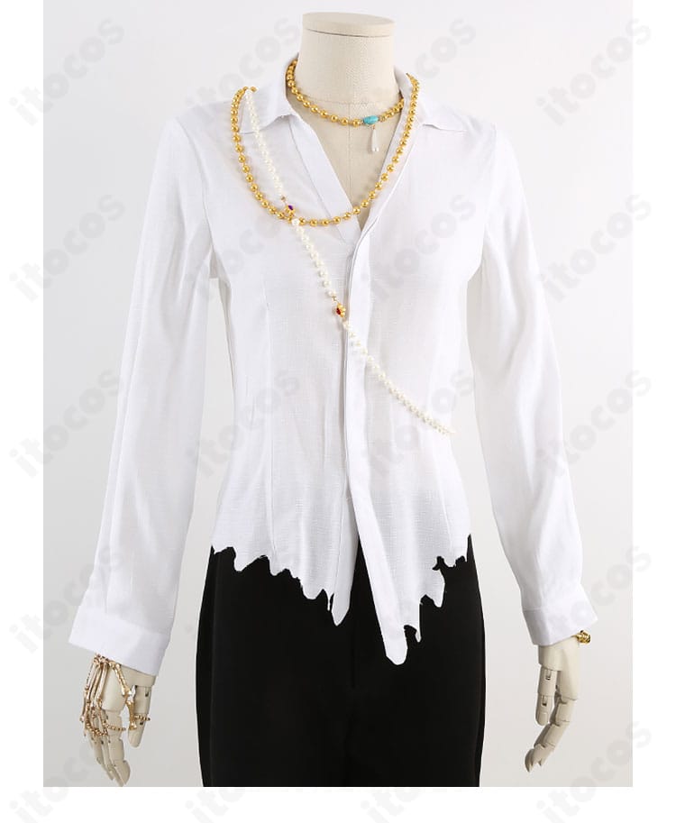 UNDEAD Velvet Ship衣装の長袖シャツとネックアクセサリーの近接ディテール