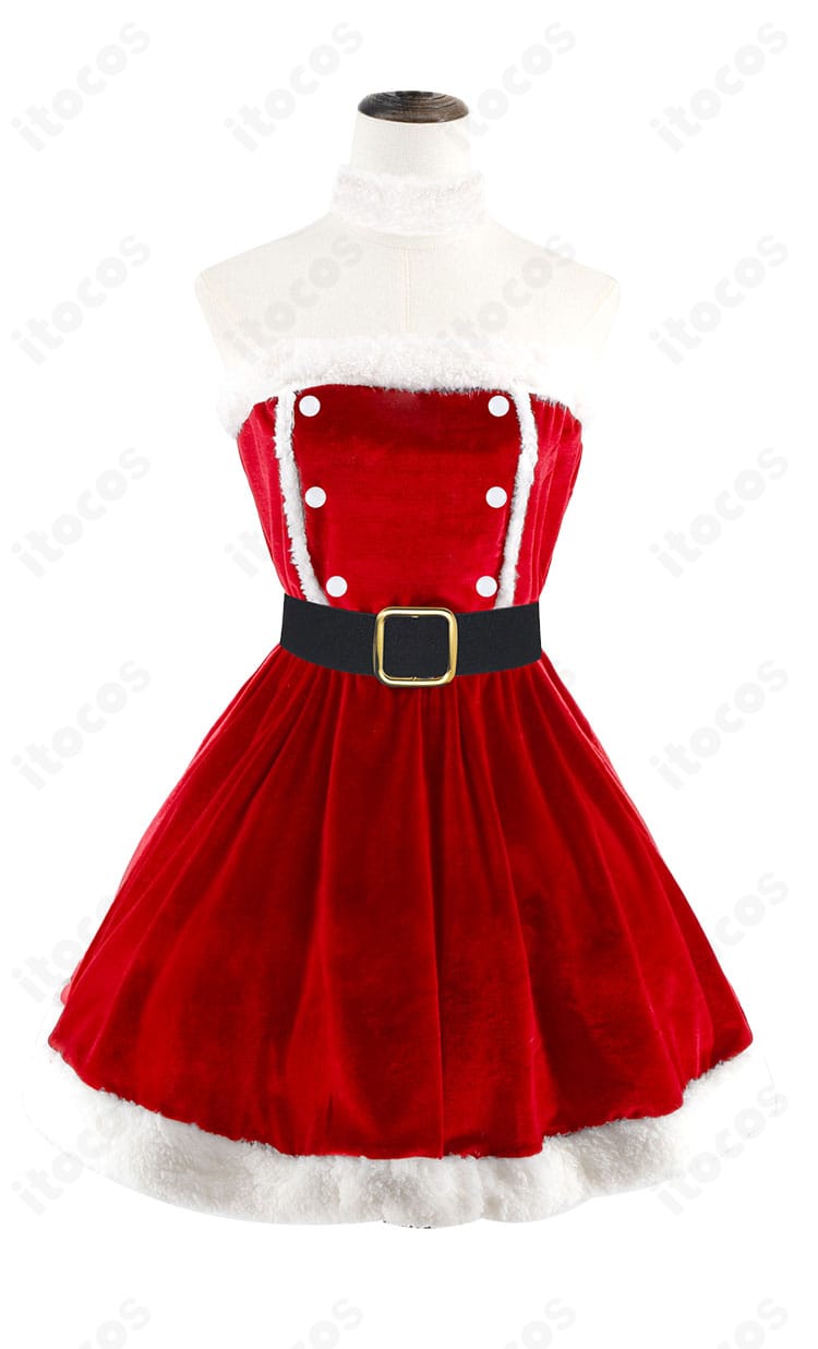 惣流・アスカ・ラングレー クリスマス衣装の正面ディテール。高発色の赤ワンピースとウエストベルトのシルエットが分かる画像。