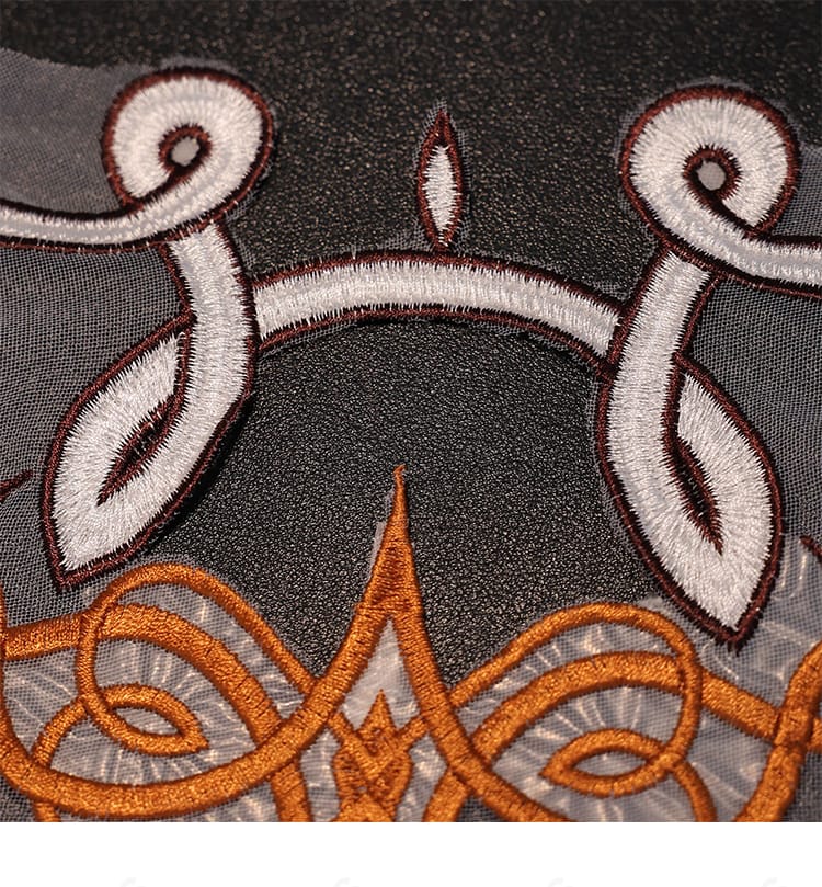 襟元の紋様・刺繍図案の近接ディテール