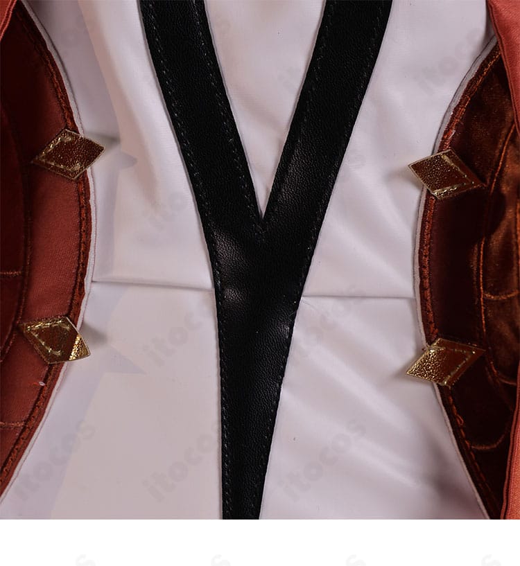 衣襟部分の装飾ステッチと配色ラインの近接写真