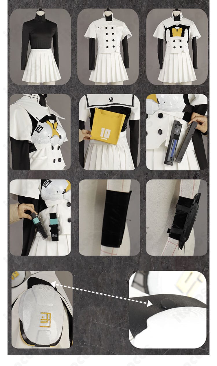 ベストの縫製、素材の表情、ボタン・バックルなどの近接ディテール