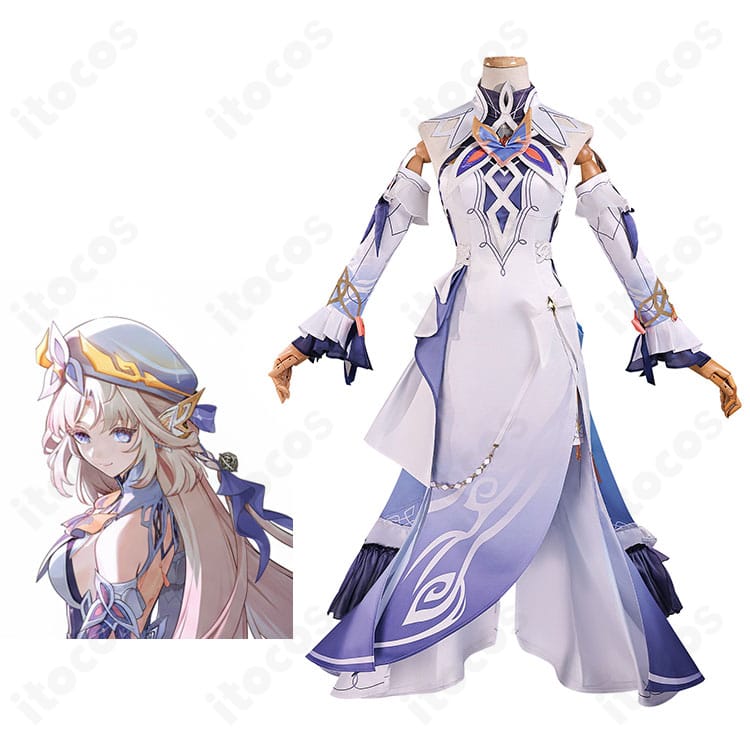 原神 魔女風コスプレ衣装を着用した全身イメージとモデルのポーズ