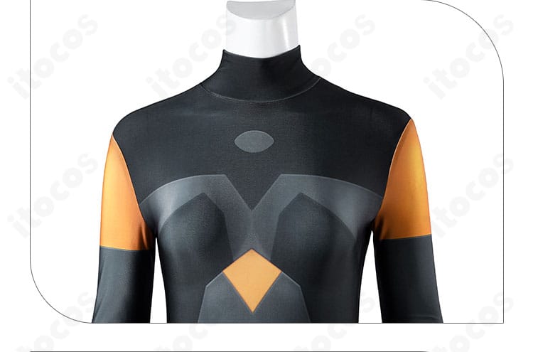 インナー（ボディスーツ）前身頃のディテール。前立て周辺の構成