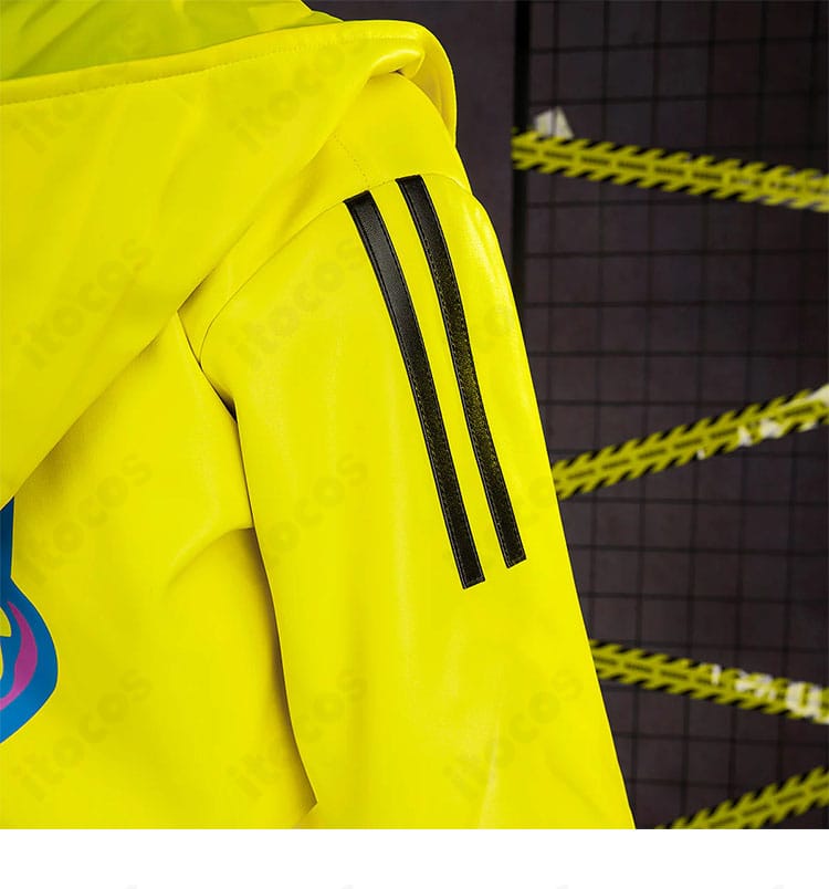 袖のストライプ装飾と配色ラインの拡大