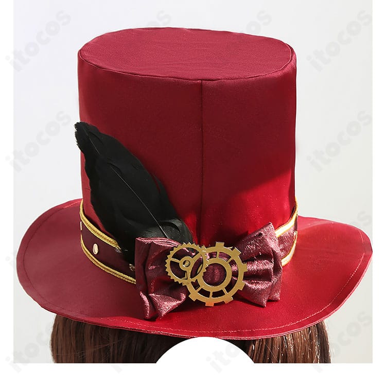 帽子の装飾ディテール。縁取りと飾りパーツの質感を強調