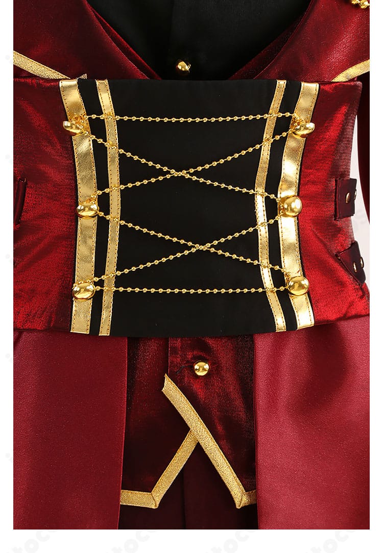 コルセットベルトの装飾。フロントの留め具と装飾ラインの拡大