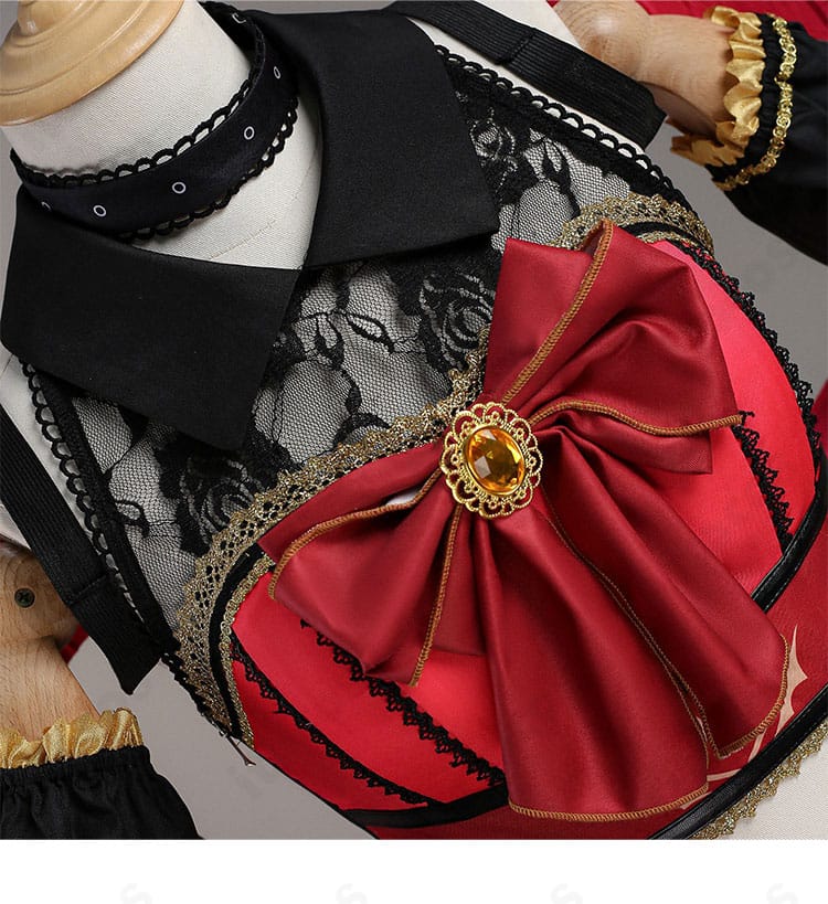 小悪魔アイドル衣装の胸元リボン装飾ディテール