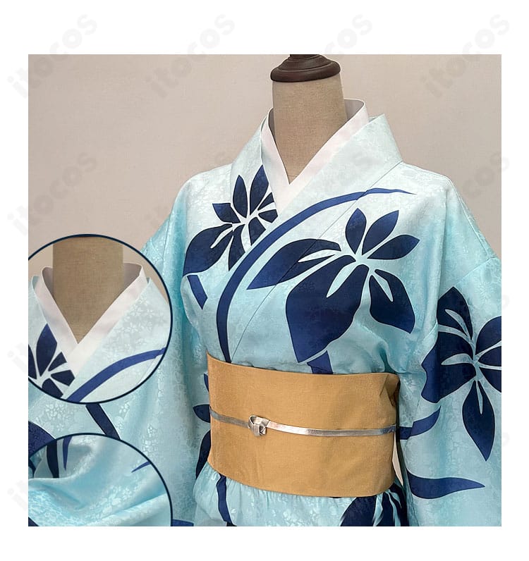 恋雪 コスプレ衣装 斜襟の襟元と装飾の近接ディテール