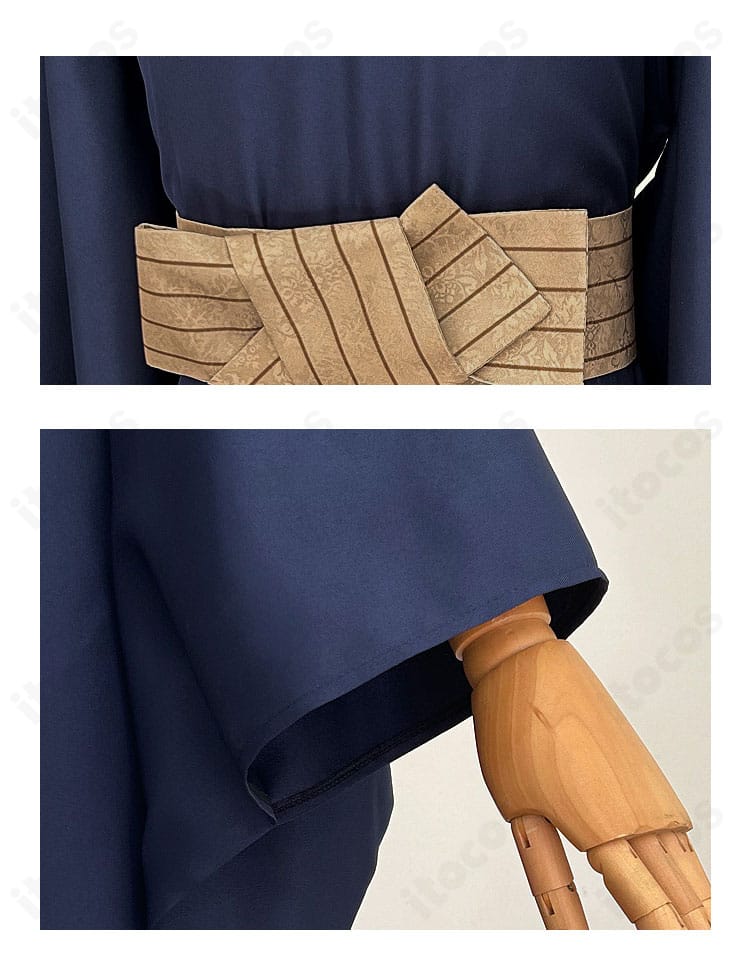 猗窩座 衣装の腰帯背面と袖飾りディテールの近接写真