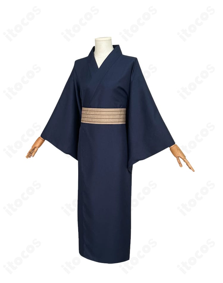 猗窩座 コスプレ衣装の正面全体像（和装シルエットと配色）