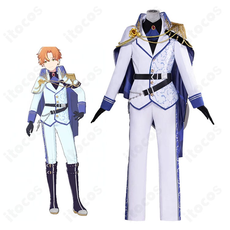 モデルが着用するプロセカ 東雲彰人 ノーブル・パラディン風コスプレ衣装の全身イメージ