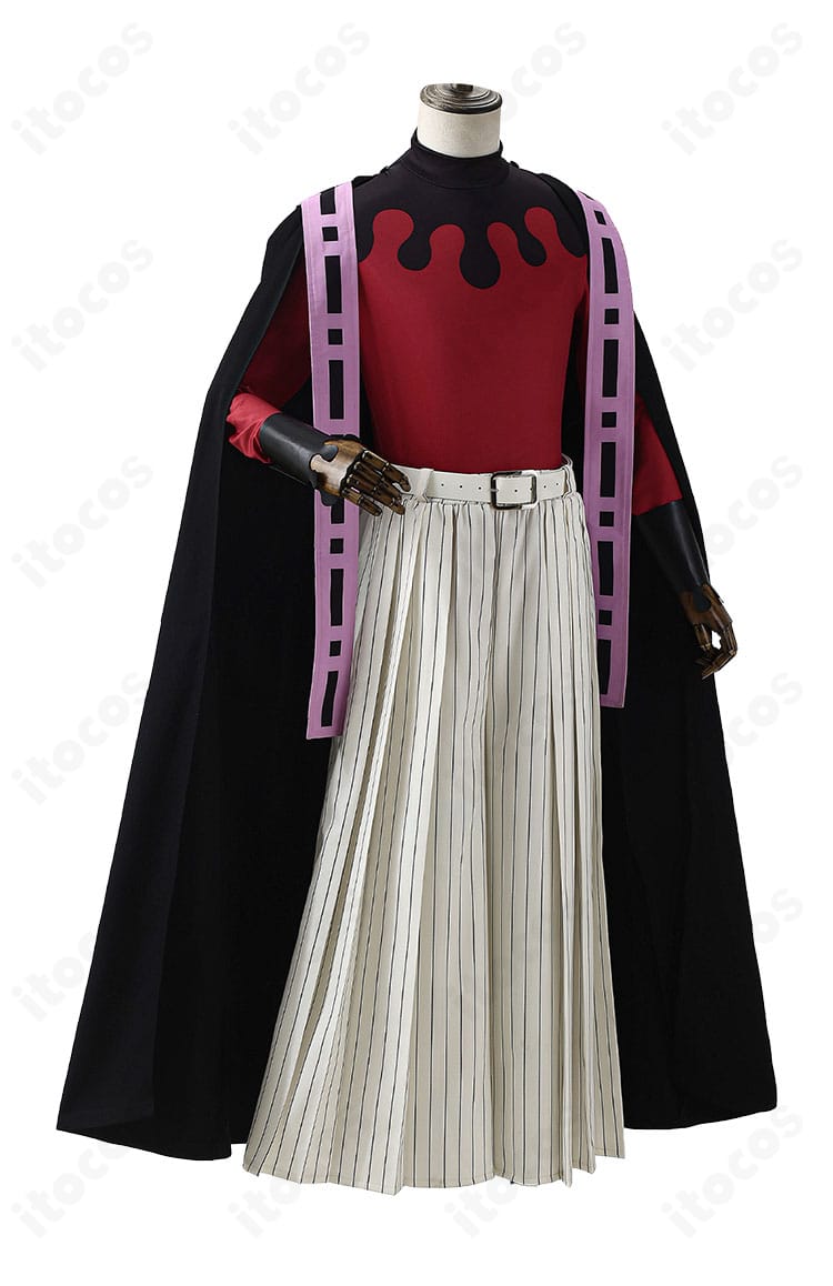 鬼滅の刃 童磨 コスプレ衣装 側面全体図（マントのドレープとベルト位置）