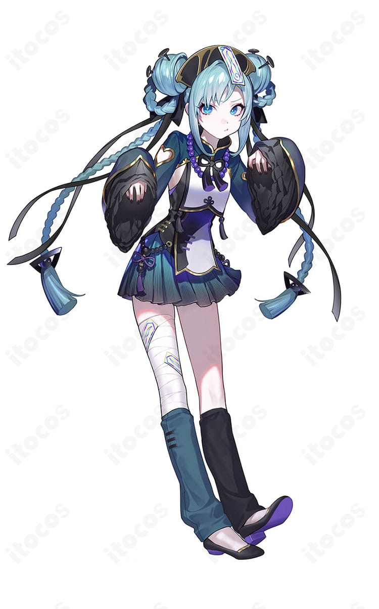 初音ミク キョンシーVer. コスプレ衣装の全身と装飾ディテールが分かる商品画像