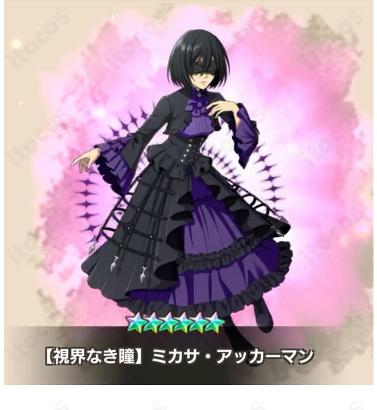 ミカサ・アッカーマン 視界なき瞳コスプレ衣装の全身シルエットと細部仕様