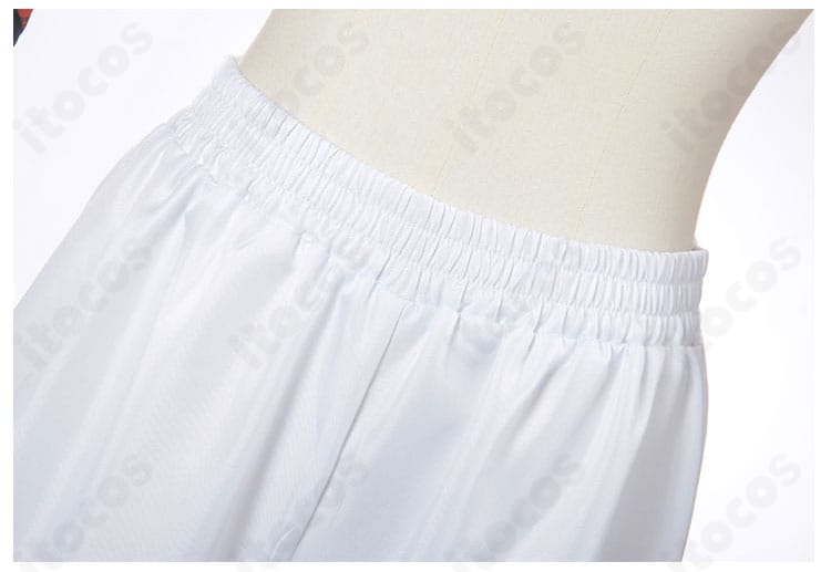 ズボンのウエスト装飾ディテール（配色と縫い合わせ）