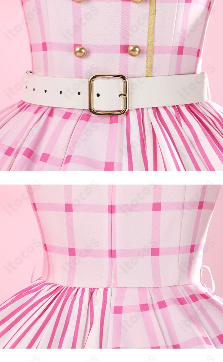 ウエストベルトのバックル形状と留め位置の調整例