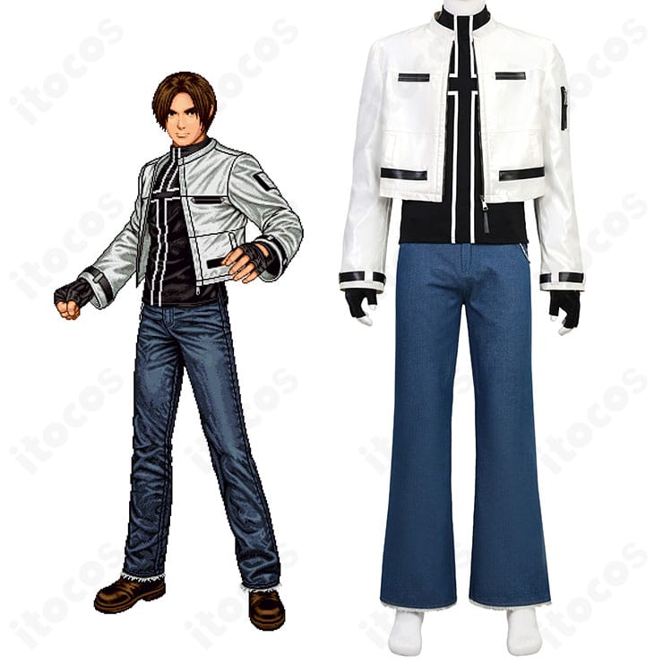 草薙京 '99 ver. フルセット着用イメージ。ジャケットとジーンズ、手袋とチェーンの質感が分かる全身図