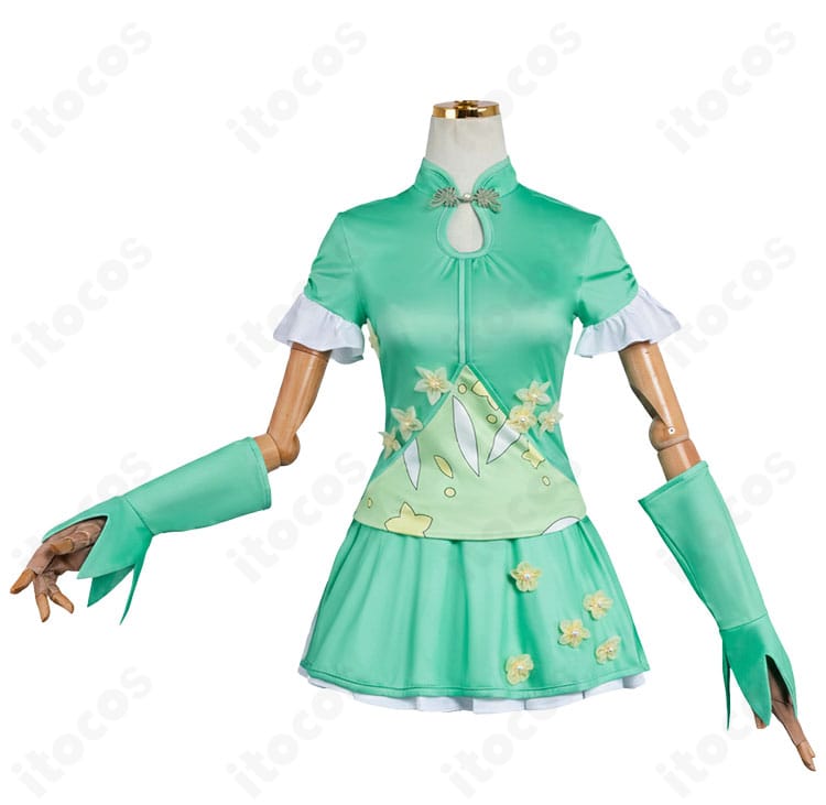 メダリスト 結束いのり 競技ドレスの正面全体写真。襟元の装飾とウエストラインが見える構図