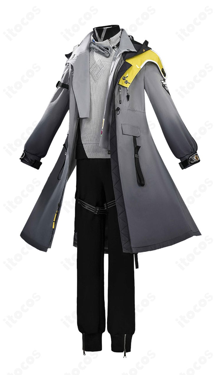 管理人（男性）コスプレの左側面。紐飾りと袖のラインを確認できる画像