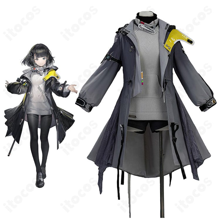 アークナイツ：エンドフィールド 管理人（女性）衣装を着用した全身イメージとキャラクタービジュアルの比較カット