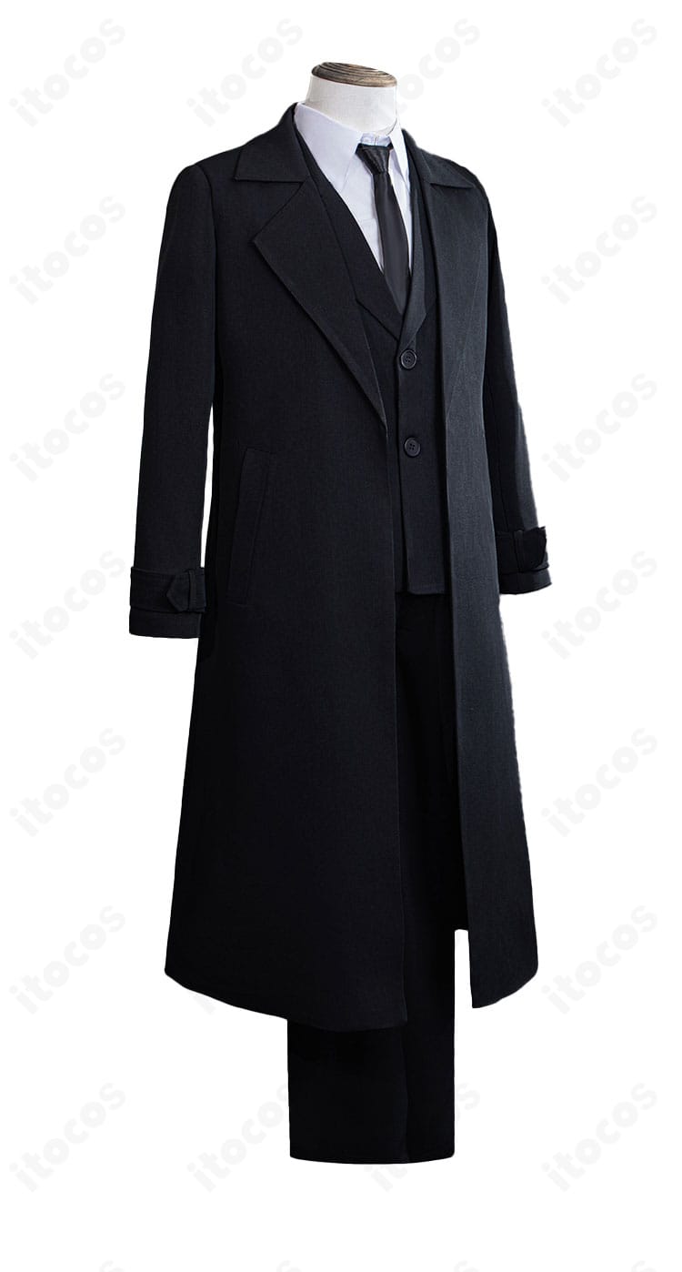 太宰治 黒の時代 コスプレ衣装 側面シルエット（細身スーツとコートのライン）