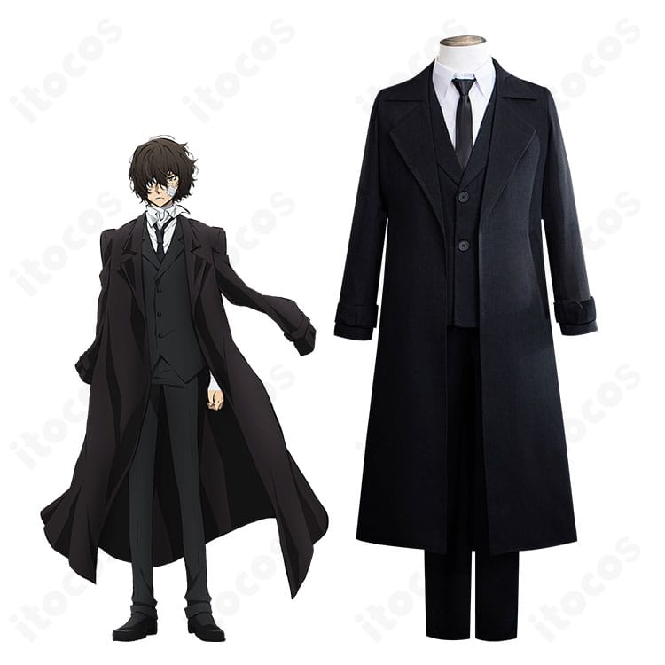 太宰治 黒の時代 コスプレ衣装一式とキャラクタービジュアルの比較画像
