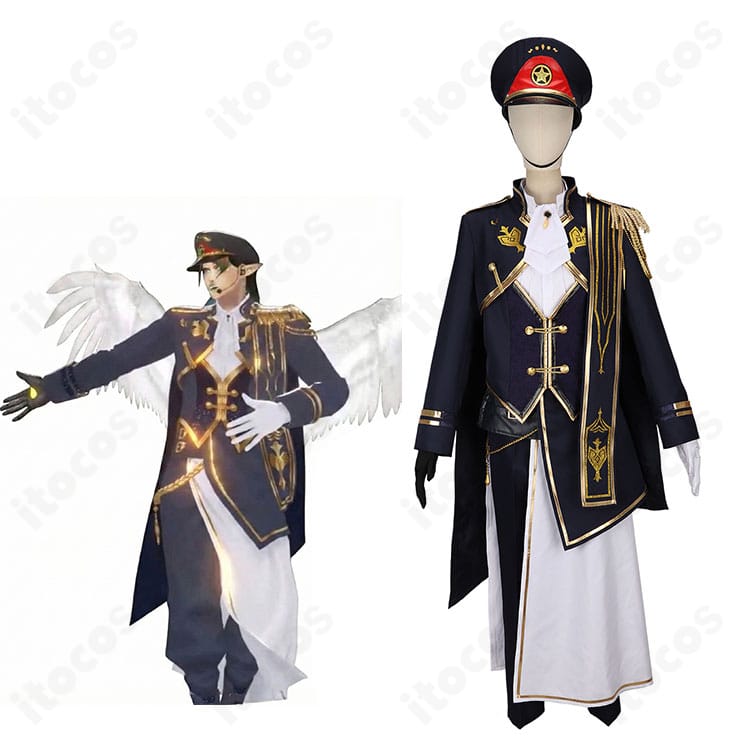 にじさんじ 花畑チャイカ WORLD TOUR 2025 共通衣装を着用した全身イメージとセット小物の配置がわかる画像