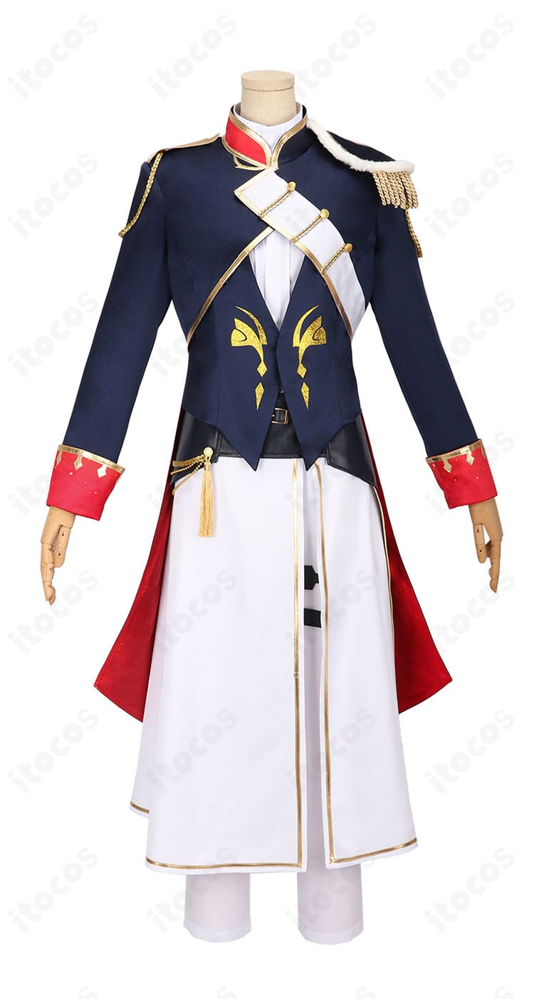 ローレン・イロアス 共通衣装 コート・ベスト・シャツ・パンツの正面ディテール。端正なシルエットを強調。