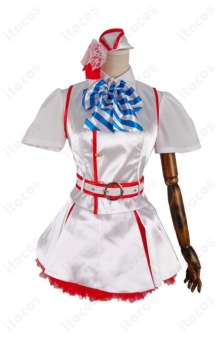 ラブライブ！μ's ライブ衣装コスプレの正面全身ショット（トップス・スカート・スカーフ・ベルト着用）