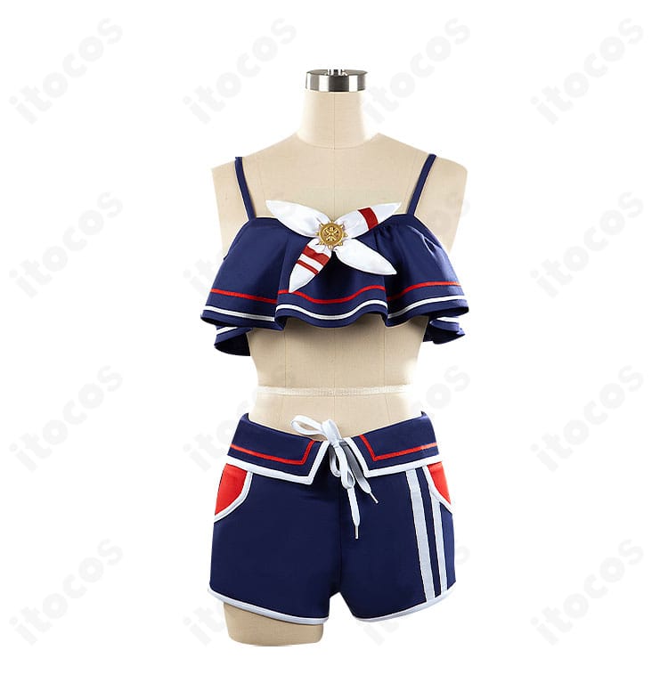 シュヴァルグラン 夏凪ネイビードロップ コスプレ衣装の正面装飾ディテール（胸飾り・配色・縁取り）