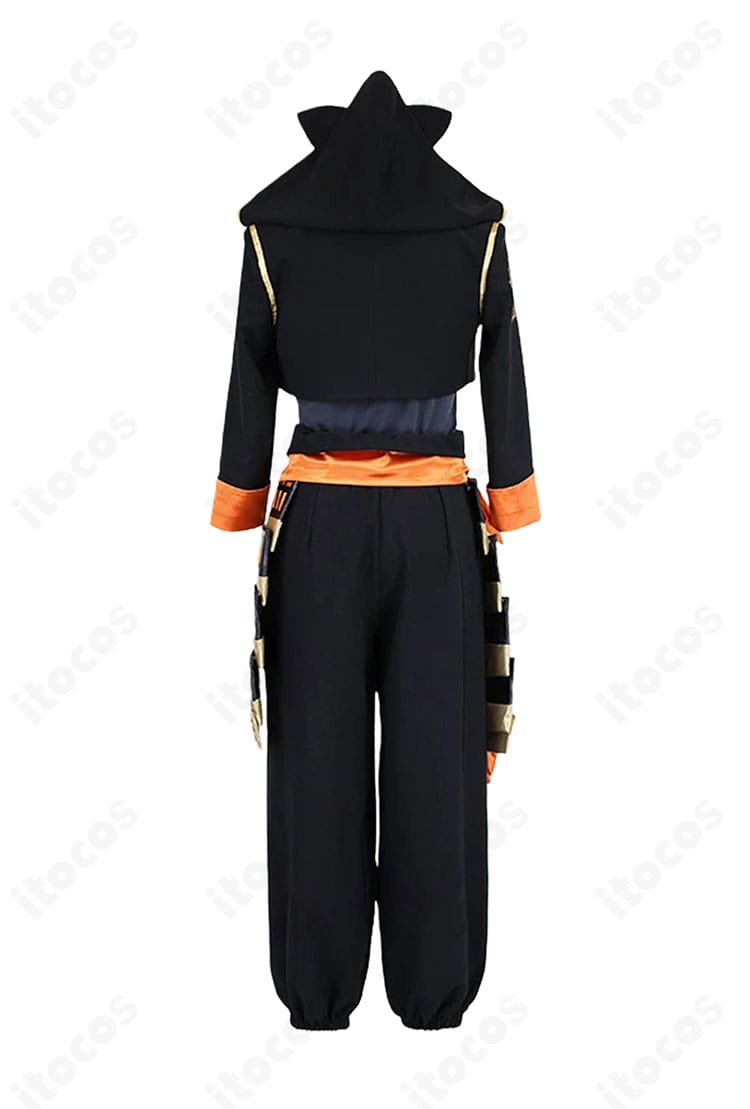 刀剣乱舞 火車切広光 通常衣装の背面デザイン。フード形状や腰鎧の後ろ姿まで忠実に再現した様子。