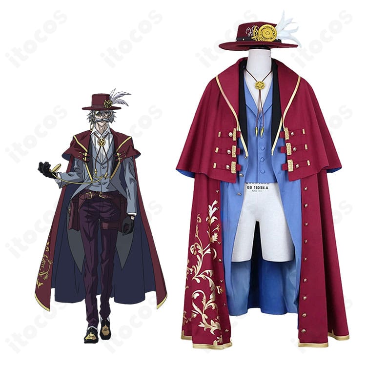 終末のワルキューレ ジャック・ザ・リッパー 第4回戦 紳士風コスプレ衣装の全身着用イメージ。マントとコートで縦ラインを強調。