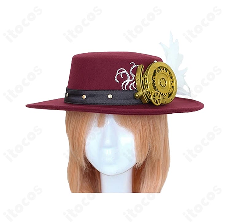終末のワルキューレ ジャック・ザ・リッパー コスプレ衣装の帽子アクセサリー。素材感と縁取りの仕上げを拡大。