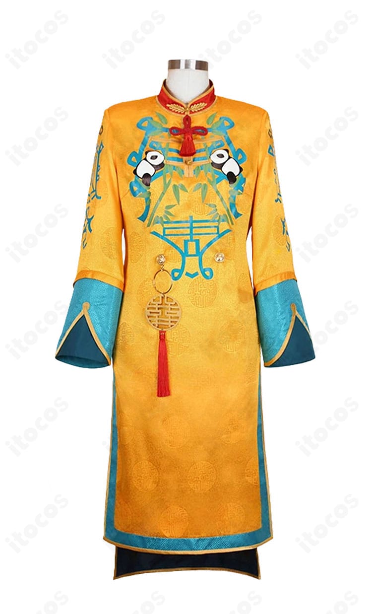 ヒプノシスマイク 白膠木簓「あっつあつ～の大成功！」コスプレ衣装の正面。高コントラスト配色とハリのあるシルエットが分かる全体像。