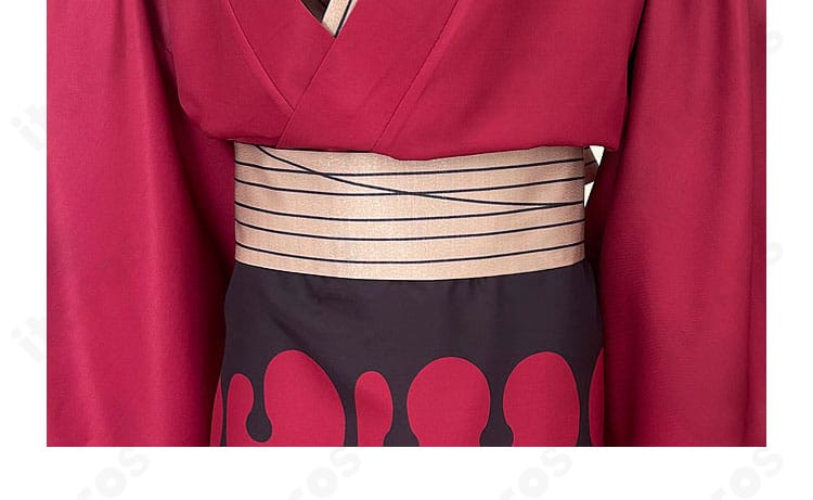 童磨 万世極楽教 教祖着物コスプレ衣装の腰封・装飾ディテール。細部の作り込みで高再現