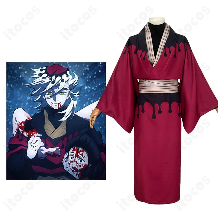 鬼滅の刃 童磨（上弦の弐）教祖着物コスプレ衣装の再現イメージ。万世極楽教の教祖らしい和装と装飾を確認