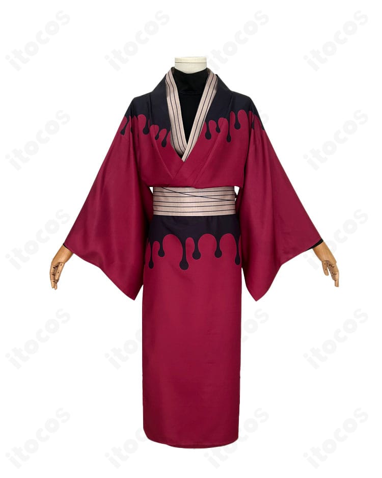 鬼滅の刃 童磨 教祖着物コスプレ衣装の正面全体。和装シルエットと配色を忠実に再現